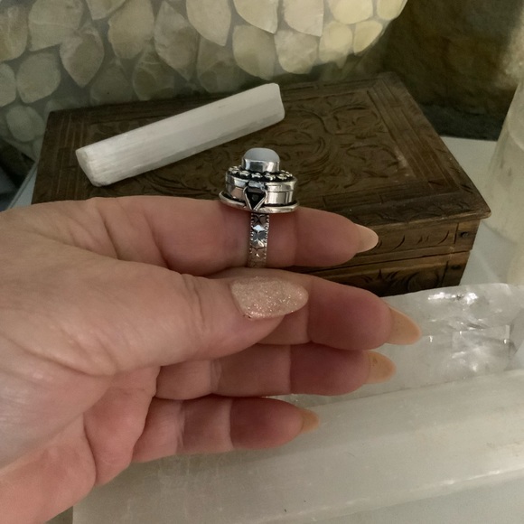 Silver Moonstone Poison Ring - Picture 11 of 11
